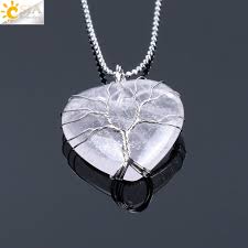 Heart-Shaped Opalite Pendant with Tree of Life Wire Wrap – Healing Crystal Necklace